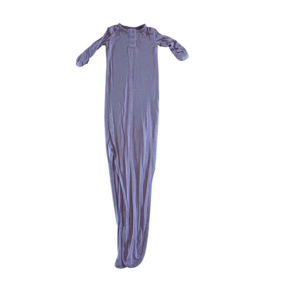 Upton Ave Bamboo Knotted Gown Purple 0-3M Long Sleeve Henley Baby Sleep Sack